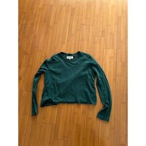 The Great Slightly Cropped Green Crew Neck Long Sleeve Tee - Women's 0